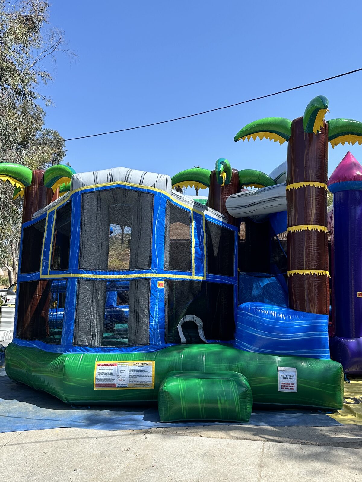 5n1 blue crush tropical combo bounce house rental in San Diego