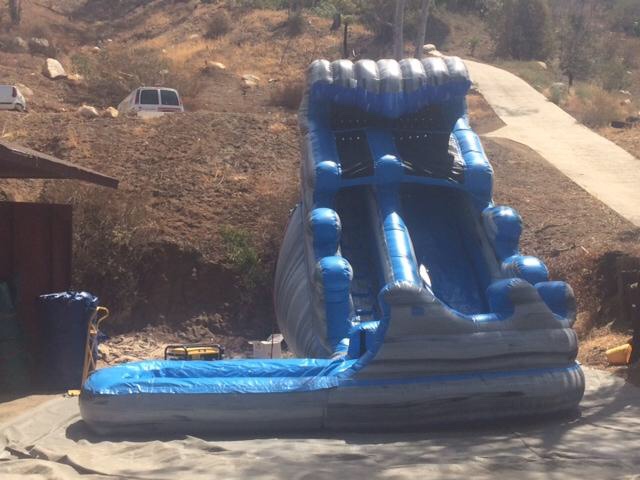 20ft Gray & Blue Water Slide (Curved)
